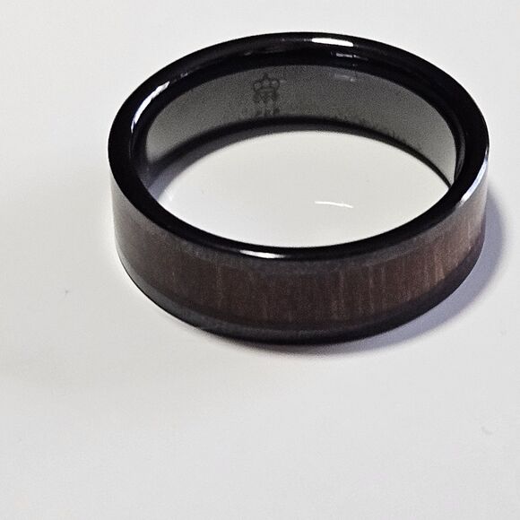 Three Kings Black With Wood Grain Look Men's Ring Size 13.5 - Picture 9 of 12